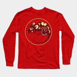 Year Of The Rat Colorful Papercut Art Design Long Sleeve T-Shirt